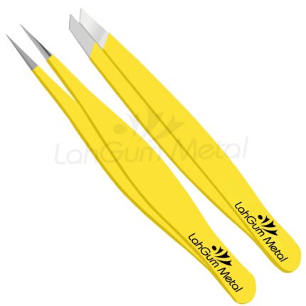 Fine eyebrow tweezers with slant and pointed tip for shaping brows and removing tiny facial hair
