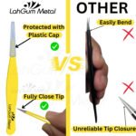 Fine point precision tweezers for removing ingrown hair, splinters and tiny stubborn facial hairs