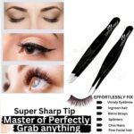Fine point precision tweezers for removing ingrown hair, splinters and tiny stubborn facial hairs