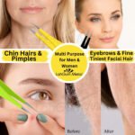 Pointed eyebrow tweezers for removing ingrown hair, splinters and tiny stubborn facial hairs