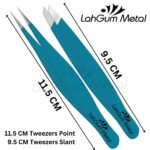 Pointed slant tweezers set for eyebrow shaping, chin hair removal, ingrown hair and splinter removal