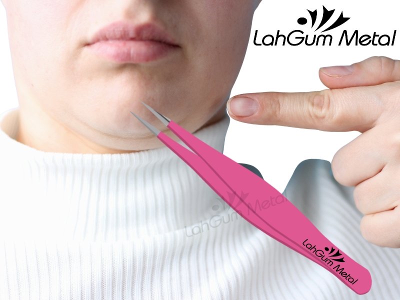 Pointed tweezers for chin hair removal female designed for plucking stubborn and short chin hairs with accuracy