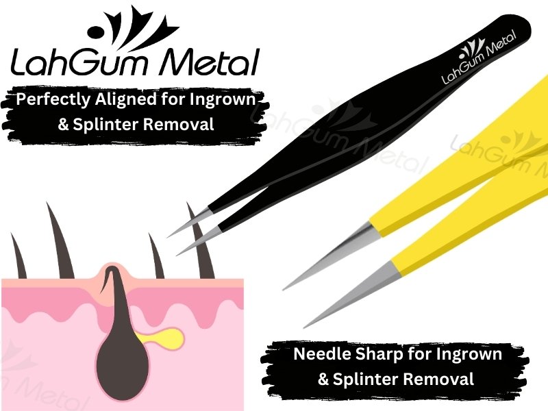 Pointy tweezers for ingrown hair removal with ultra sharp tip for precise extraction