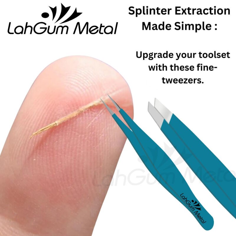 Precision tweezer set for eyebrow shaping, facial hair removal, ingrown hair and splinter extraction