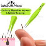 Sharp needle tweezers for precise ingrown hair removal, splinter extraction and facial grooming
