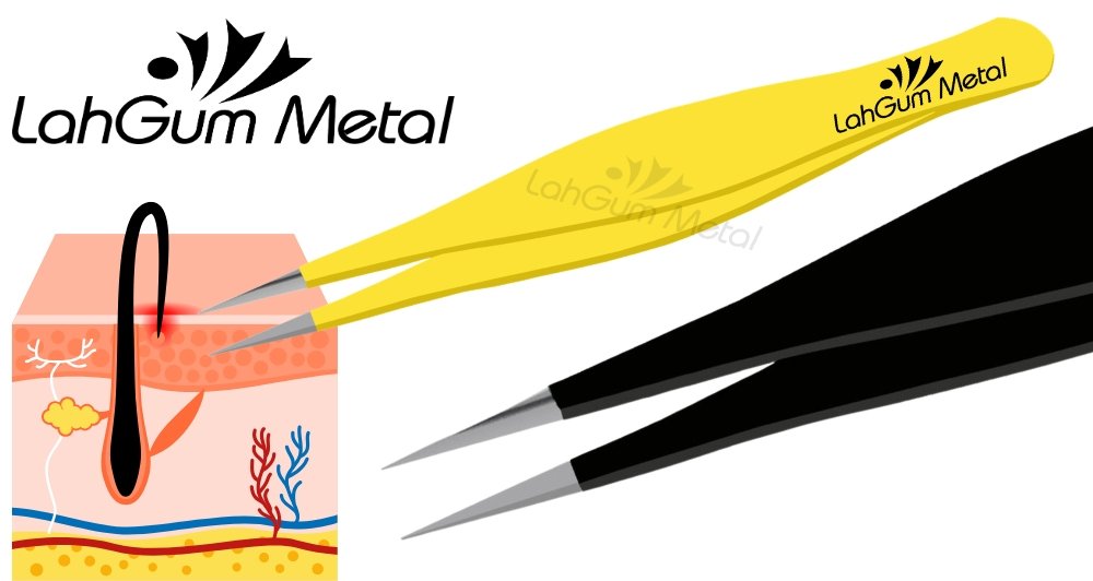 Sharp pointy tweezers for ingrown hair removal tool with ultra fine precision tip for splinter and facial hair extraction