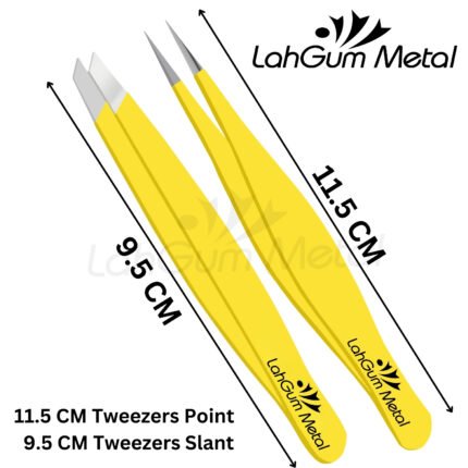 Slant pointed tweezers for eyebrow shaping, ingrown hair removal and precision facial hair plucking
