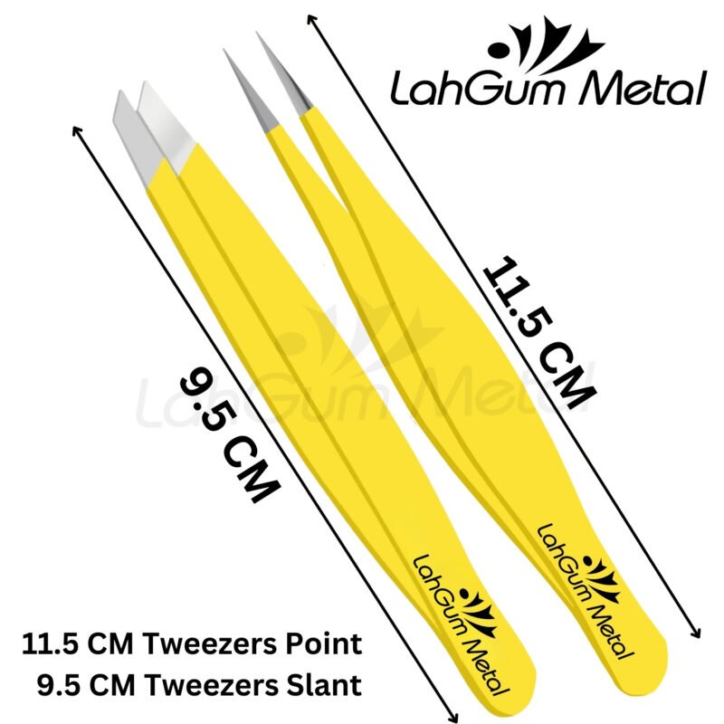 Slant pointed tweezers for eyebrow shaping, ingrown hair removal and precision facial hair plucking